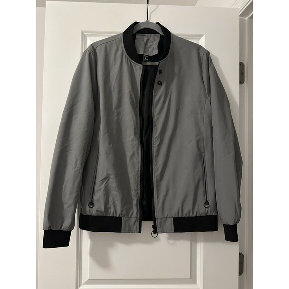 SHEIN Other - SHEIN Mens Gray Bomber Jacket Size M Zip Up Lightweight Casual Streetwear